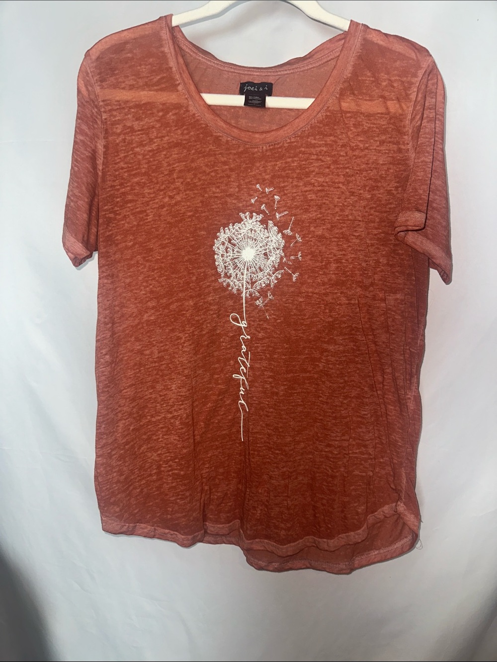 joei & i  Women's Rust Short Sleeve Dandelion Graphic Tee